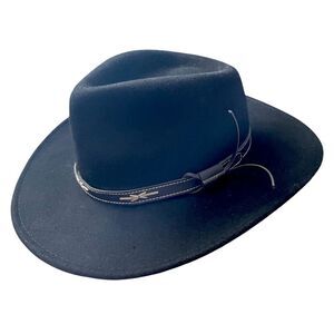 Overland Cowboy Hat Black Wool Size Small